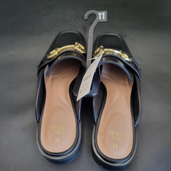 Time and Tru Women's Backless Loafer Mules 11 M Black NWT Memory Foam Comfort - Picture 5 of 7